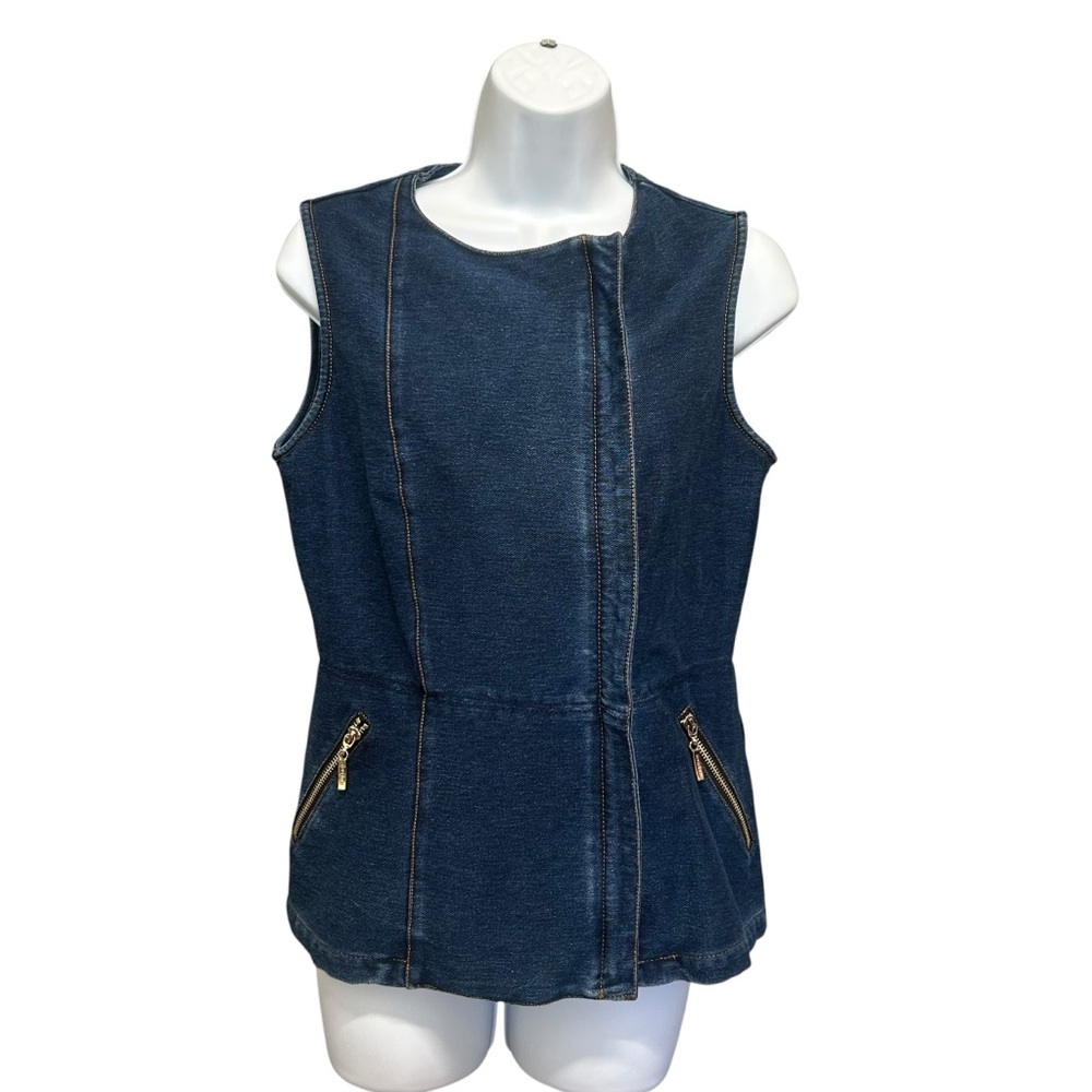 Nygard Heavy Blue Denim Zip Front Vest Size S